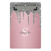 Mini Porte-bloc Parties scintillant argent Rose or rose Nom (Devant)