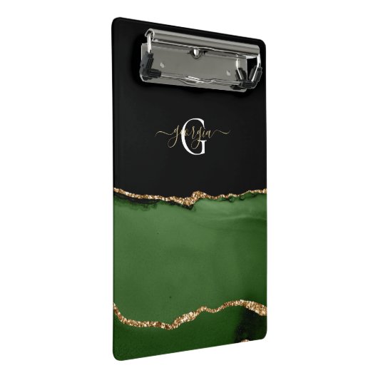Mini Porte-bloc Parties scintillant d'or et Monogramme d'âge vert (Incliné)