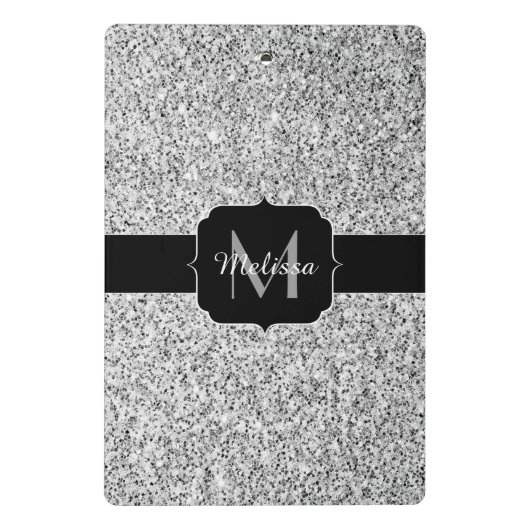 Mini Porte-bloc Parties scintillant gris argent scintille Monogram (Dos)