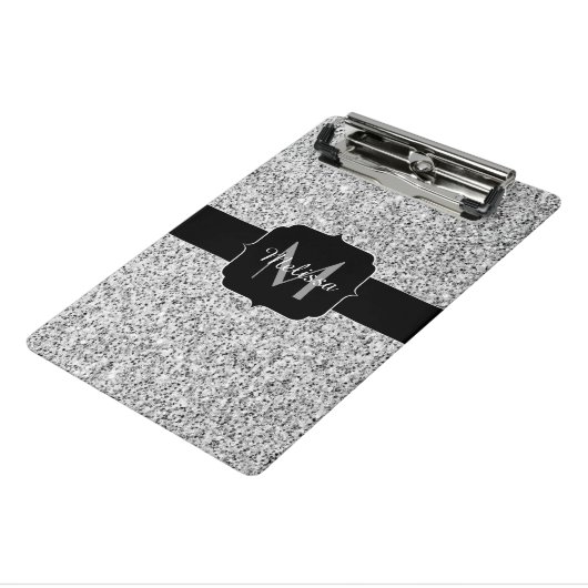 Mini Porte-bloc Parties scintillant gris argent scintille Monogram (Angle3)