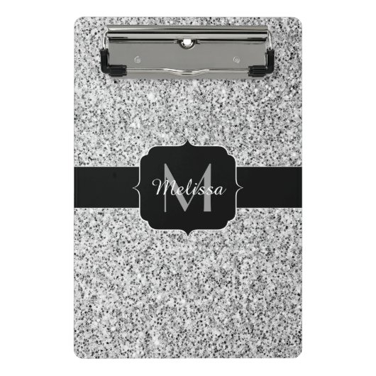 Mini Porte-bloc Parties scintillant gris argent scintille Monogram (Devant)