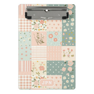 Mini Porte-bloc Patchwork Jardin Vintage en Rose Poussiéreux et La
