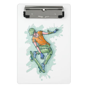 Mini Porte-bloc Patineur volant coloré, Illustration amusante