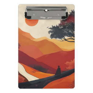 Mini Porte-bloc Paysage de montagne zen cramoisi, coucher de solei