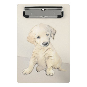 Mini Porte-bloc Peinture de chiot d'or Retriever - Art de chien or