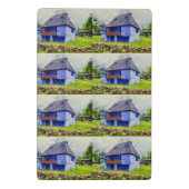 Mini Porte-bloc Peinture de maison bleue (Dos)