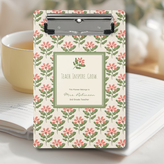 Mini Porte-bloc Personalized Floral Teacher Planner