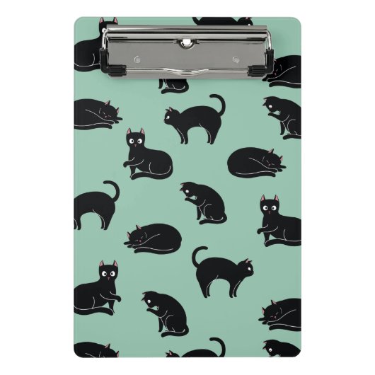 Mini Porte-bloc Personnalisable Chats Noirs Motif sans couture (Devant)