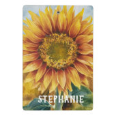 Mini Porte-bloc Personnalisé Ajouter Votre Nom Tournesol Aquarelle (Dos)