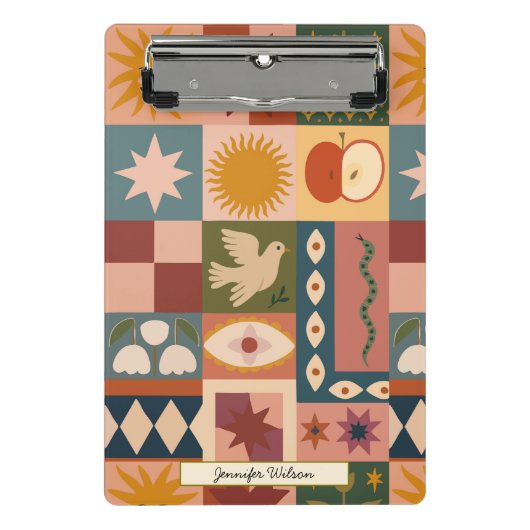 Mini Porte-bloc Personnalisé Bohème Céleste Patchwork Mystique (Devant)