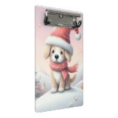 Mini Porte-bloc Petit chiot de Noël en chapeau santa (Incliné)