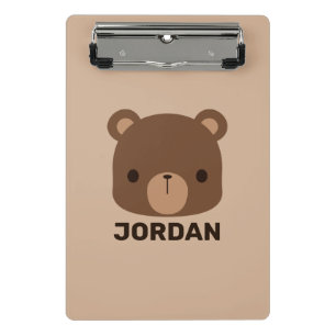 Mini Porte-bloc Petit ours Brown mignon avec nom personnalisé