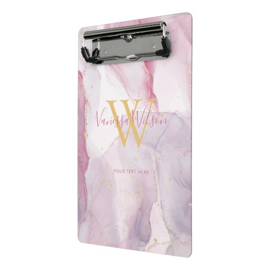 Mini Porte-bloc Pink violet or Aquarelle Script (Angle2)