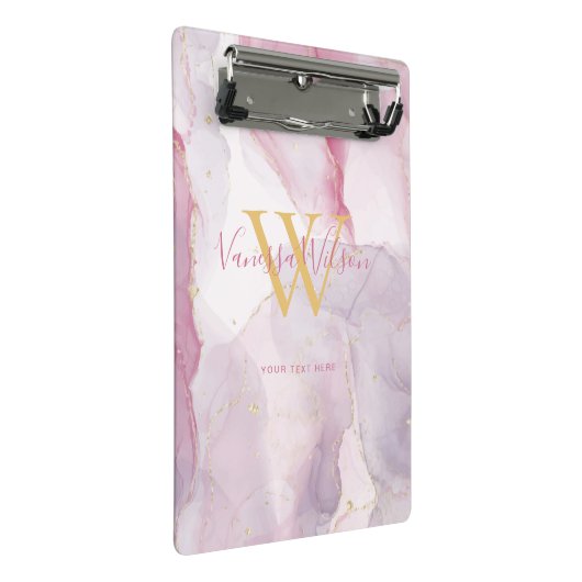 Mini Porte-bloc Pink violet or Aquarelle Script (Incliné)