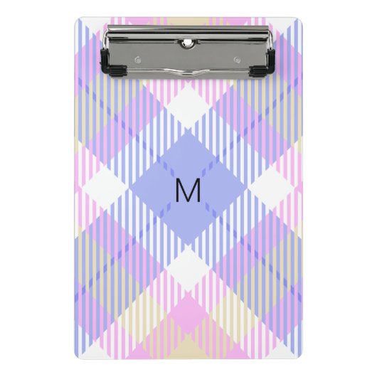 Mini Porte-bloc Plaid bleu rose jaune (Devant)