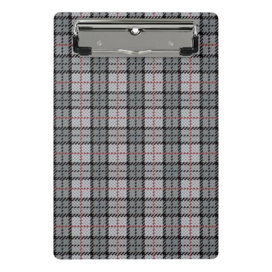 Mini Porte-bloc Plaid de pixel dans le gris avec la rayure rouge (Devant)