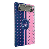 Mini Porte-bloc Pois bleu et rose pâle de la marine - Monogramme (Incliné)