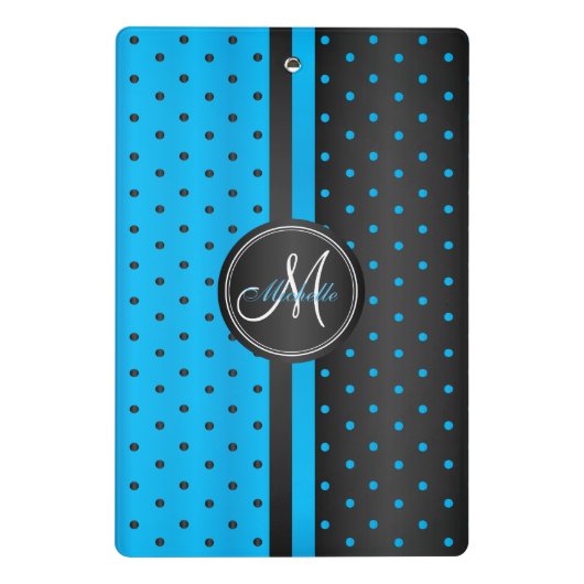 Mini Porte-bloc Pois bleus et noirs - Monogramme (Dos)