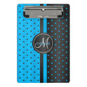 Mini Porte-bloc Pois bleus et noirs - Monogramme (Devant)