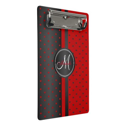 Mini Porte-bloc Pois rouges et noirs - Monogramme (Incliné)