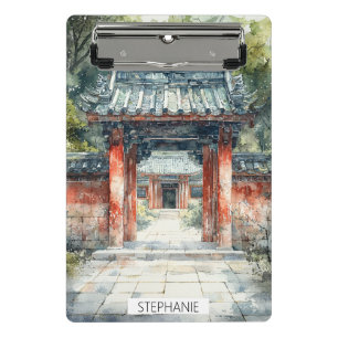 Mini Porte-bloc Porte de temple vermillon encre aquarelle (2)