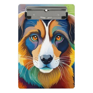 Mini Porte-bloc Portrait coloré de chien mignon de près