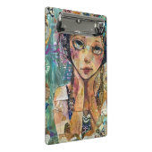 Mini Porte-bloc Portrait d'art en collage multimédia (8) (Incliné)