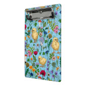 Mini Porte-bloc Poulets et fleurs sauvages sur bébé bleuChat dessi (Angle2)