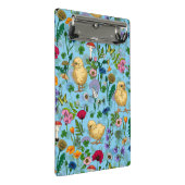 Mini Porte-bloc Poulets et fleurs sauvages sur bébé bleuChat dessi (Incliné)