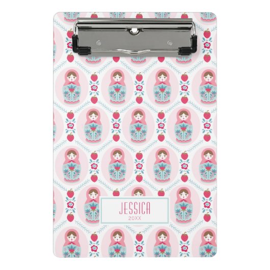 Mini Porte-bloc Poupée d'imbrication mignonne rose Matryoshka (Devant)