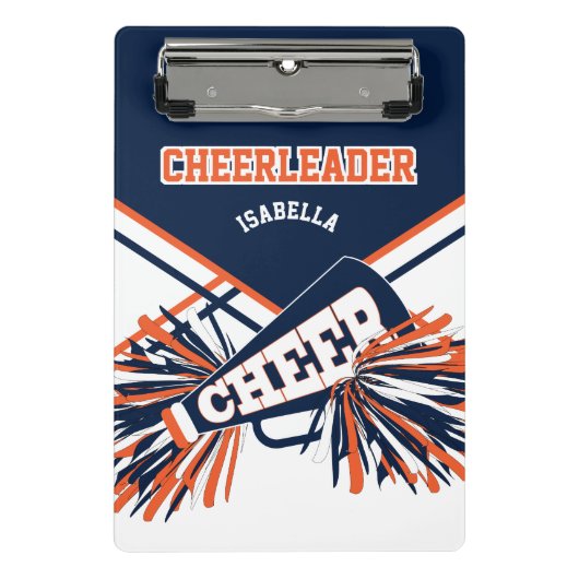 Mini Porte-bloc Pour un Pom-pom girl - Navy Blue, Orange & White (Devant)