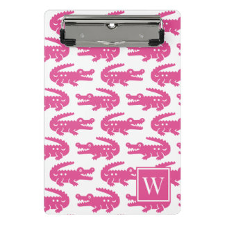 Mini Porte-bloc Preppy Alligator - Hot Pink & White Monogram
