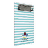 Mini Porte-bloc Rayure blanche bleue d'Apple de professeur (Incliné)