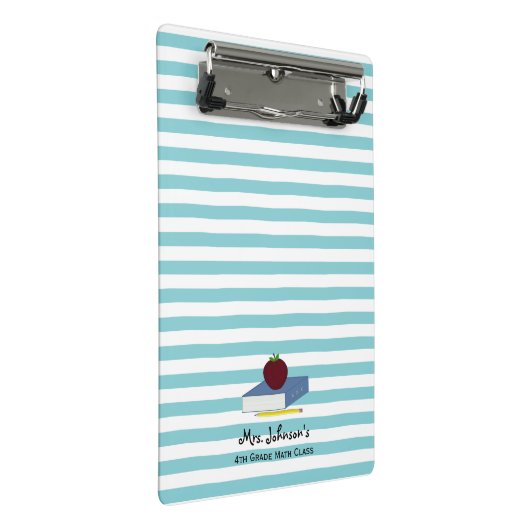 Mini Porte-bloc Rayure blanche bleue d'Apple de professeur (Incliné)