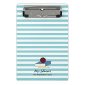 Mini Porte-bloc Rayure blanche bleue d'Apple de professeur (Devant)