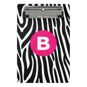 Mini Porte-bloc Rayures Classiques de Zèbre Monogramme Rose Clair