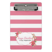 Mini Porte-bloc Rayures Modernes Rose Et Blanc (Devant)