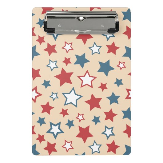 Mini Porte-bloc Red and Blue Stars, 4th of July, Beige Background (Devant)
