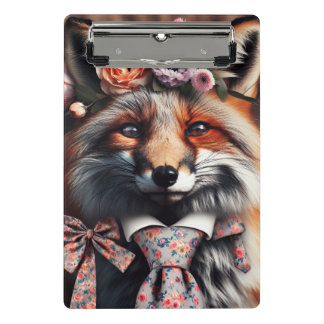 Mini Porte-bloc Renard sauvage portant une cravate mignon