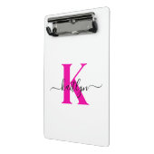 Mini Porte-bloc Rose Chaud Noir Nom Initial Monogrammé (Angle2)