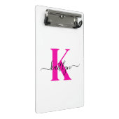 Mini Porte-bloc Rose Chaud Noir Nom Initial Monogrammé (Incliné)
