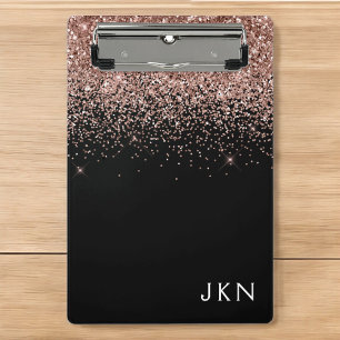 Mini Porte-bloc Rose Gold Fard Rose Noir Paillettes Monogramme Fém