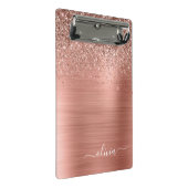 Mini Porte-bloc Rose Gold Métal Brossé Glitter Monogramme Rose (Incliné)