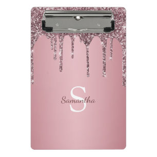 Mini Porte-bloc Rose Gold Rose Pailleté Glissades Étincelle Monogr