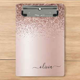 Mini Porte-bloc Rose Gold - Rose Pâle Pailleté Monogramme Nom