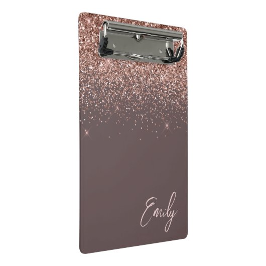 Mini Porte-bloc Rose Gold Terracotta Rose Pâle Paillettes Monogram (Incliné)