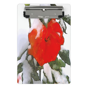 Mini Porte-bloc Rose rouge en neige