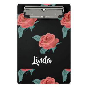 Mini Porte-bloc Roses roses roses sur noir