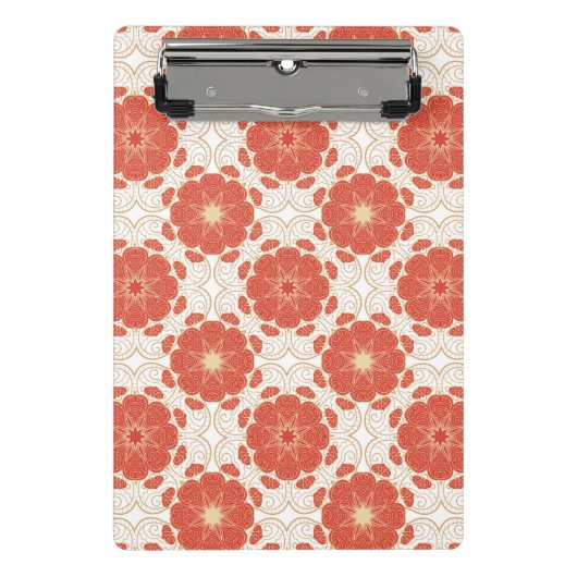 Mini Porte-bloc Rouge et motif floral de dentelle d'or (Devant)