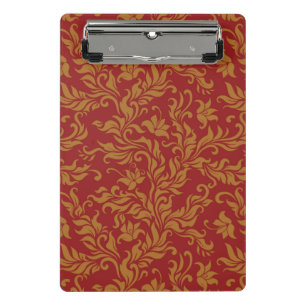 Mini Porte-bloc Rouge et motif floral d'or